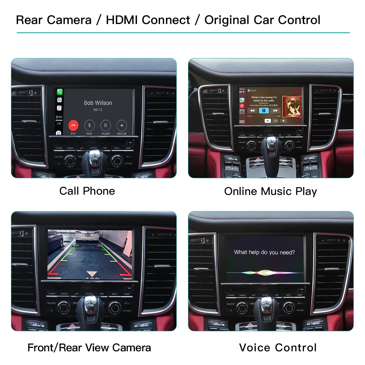 Wireless CarPlay for Porsche 911/918 PCM 3.1, 2012-2015, with Android interface, Mirror Link, AirPlay Camera